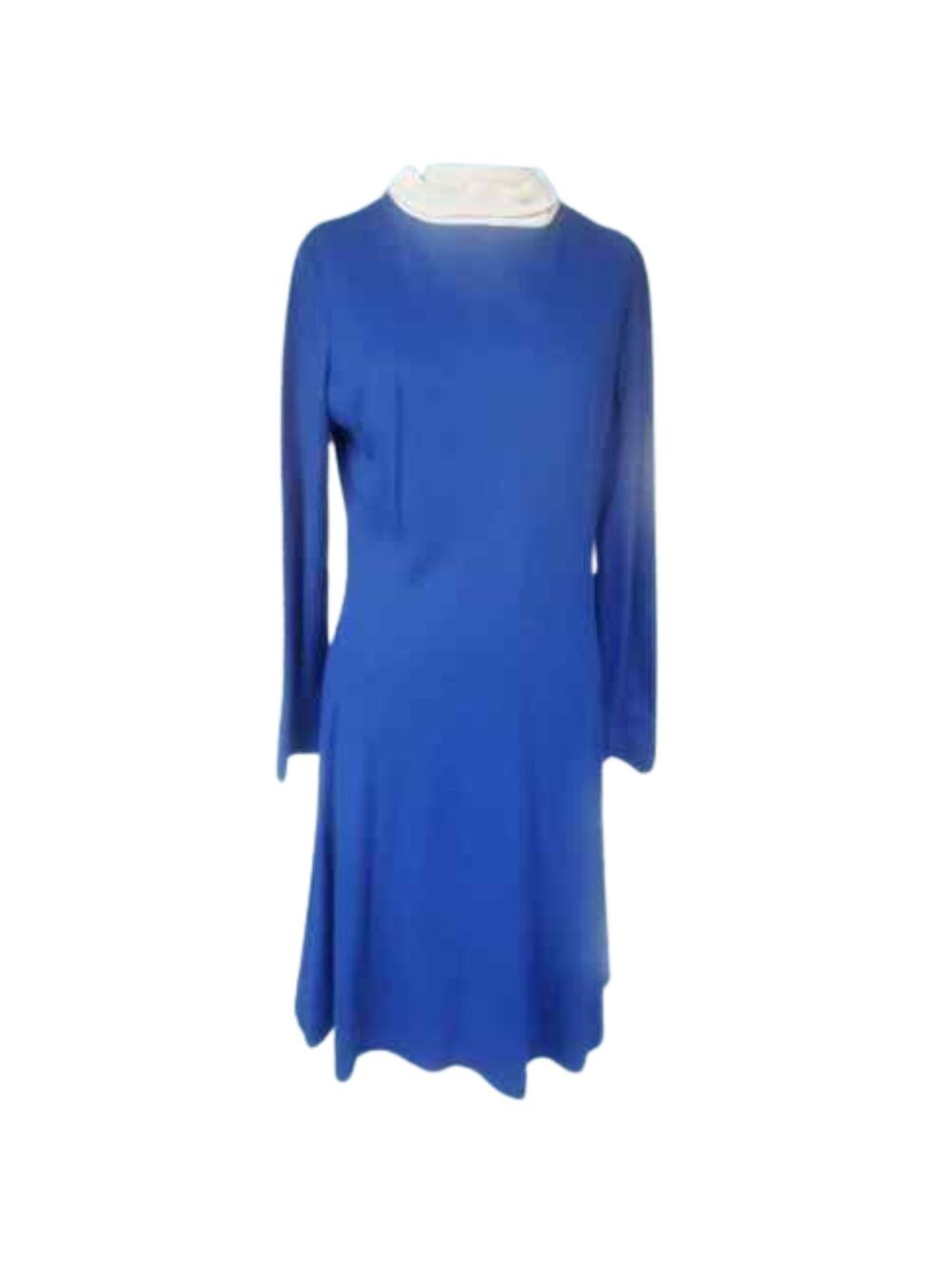 Vintage 70s Blue Mini Long Sleeve Dress Size 12